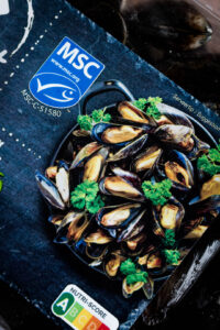 MSC label mosselen close-up