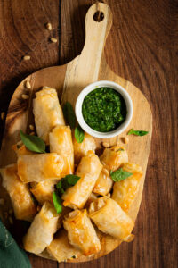 Hapje met pompoen, basilicum en ricotta
