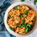Pasta met scampi liggend / www.eenlepeltjelekkers.be