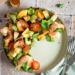 Salade met scampi, perzik en basilicum / www.eenlepeltjelekkers.be